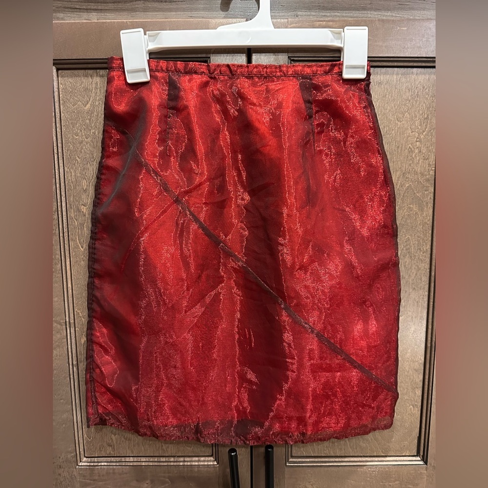Jerry Shabo Shimmer Red Skirt Size 2